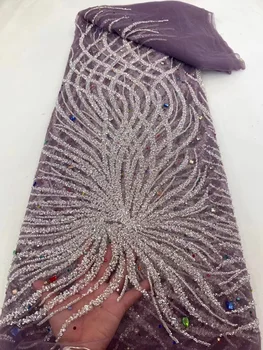 Africké Korálkové Čipky Textílie Luxusné, Ručne Vyrábané Crystal Korálky 2023 Francúzsky Postupnosť Tylu Oka Svadobné Vysoko Kvalitné Svadobné Šaty