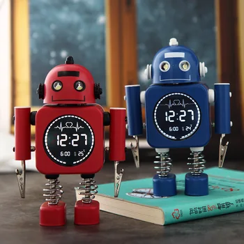 Budík Digitálny Kovové Robot Inteligentný Študent Deti Vypnúť Svetelný Budík Spálňa Nočná Budík