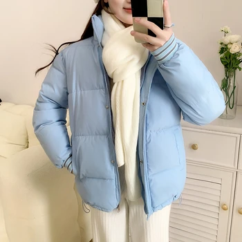 Jeseň Zima Kórejský Kabát Ženy Parkas 2023 Nový Prešívaný Hrubé Teplé Bavlnené Oblečenie Voľné Čalúnená Nadol Bundy Pevné Študent Trend