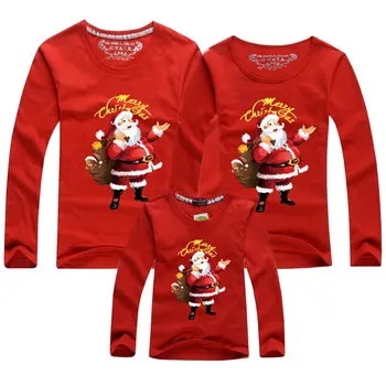 Otec, Matka, Syn, Dcéra Oblečenie pre Dospelých, Deti T-shirt Long Sleeve Bavlna Karikatúra Tlače Vianoce Rodine Zodpovedajúce Oblečenie