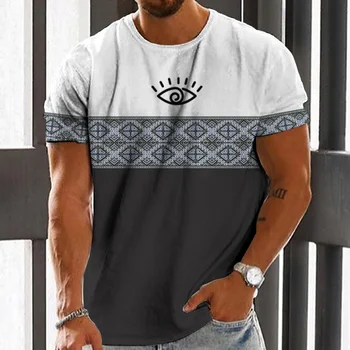 Retro pánske T-Shirt 3d Totem Tlač Voľné Nadrozmerné Mikiny Ulici Topy Tees Jednoduché Mužov Oblečenie, Bežné Denné Krátke Rukávy