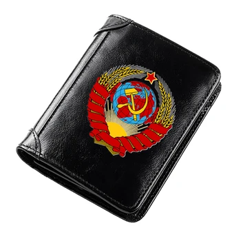 Sovietsky zväz sa Prihlásiť Tlač Originálne Kožené Peňaženky pre Mužov Klasické Tenké Krátke Multi Funkcia ID Kreditnej Karty Držiteľ Peniaze Taška
