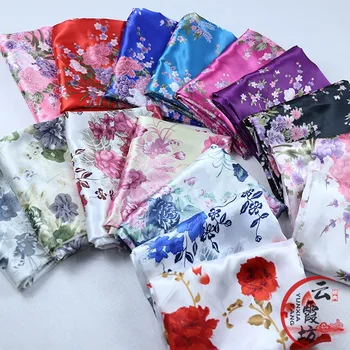 Tlačená Saténová Textílie Podľa Meter na Šaty Cheongsam Diy Hanfu Šitie Kvety Handričkou Brocade, Tenké Letné Prikryť Nepriehľadné Textilné