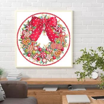 Vianočný Veniec 5D DIY Diamond Súpravy Maľovanie na Plné Kolo Vŕtať Stenu Decor Art