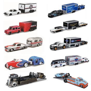 č box Maisto 1:64 Dizajn Ťažné & GO Volkswagen Van Samba Alameda Trailer model auta, Hračky kolekcia darček hračka pre chlapcov